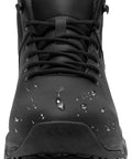 Front view of black Non Slip Work Boots for Men Slip Resistant Waterproof Kitchen Shoes for Food Service, Leather Size 11 with water droplets.