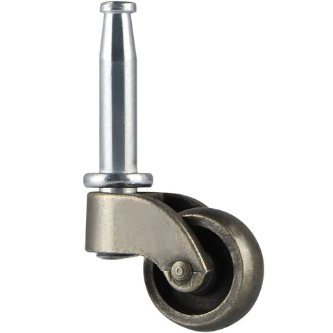 Swivel Stem Caster One Inch Wheel Zinc Alloy With Socket Replacement For Coffee Tables Chests Of Drawers Nightstands And Ottomans 360 Lb Load Capacity Elevates By About One Point Three Inches Wheel Diameter One Inch Stem Diameter Three Eighths Inch, side view of single caster