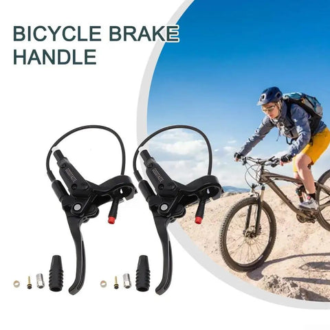 Waterproof E Bike Brake Lever And Grips Set With Power Off Cutoff, aluminum alloy, 22.2mm clamp, shown with mountain biker