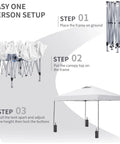 Three-step setup for One Person Setup Ready 10x10 Pop Up Canopy Tent With Sandbags, Easy Up Gazebo For Parties And Camping.