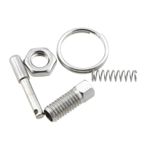 Heavy Duty M6 Stainless Steel Spring Indexing Plunger With Pull Ring Quick Release To Keep Things Locked Down Without Any Drama For Beefy Workshop Clamps And Jigs components including pin, nut, ring, and spring.