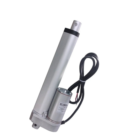 12V DC Linear Actuator 6 Inch Stroke, Beefy Heavy Duty 750N Lift, 165 Lbs Max, IP54 Waterproof, side view.