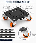 Heavy Duty Furniture Mover Dollies With 400Lb Load Capacity Per Dolly dimensions showing panel size and wheel details.