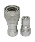 Two chrome-plated Summit Hydraulics quick-disconnect hydraulic couplers, ISO 7241-B, 3/8 in NPT.