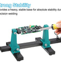 Adjustable PCB Holder With 360 Degree Rotation For Soldering And Desoldering Repairs Heavy Duty Metal Base displaying stability