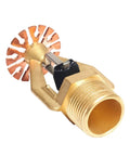 Real Deal Pendent Fire Sprinkler Head Featuring Fast Response Copper Build With One Inch Male Thread For Quick Hookup To Heavy Duty Auto Spray Protection Gear, close-up view showing copper construction.