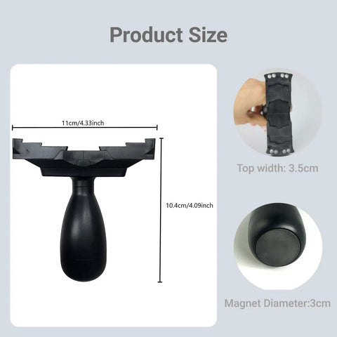 Large Magnetic Base Miniature Painting Handle With Stable Clamp For 50mm To 140mm Bases shown with dimensions and grip view