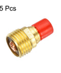 Five-Piece Gas Lens Collet Bodies 45V43 1/16 Inch Copper TIG Welding Torch Consumables for WP-9 WP-20 WP-25 angled view