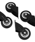 Four Piece Heavy Duty Sliding Door Roller Wheels And Rock Solid Side Mount Casters For Barn Doors Cabinets And Furniture Featuring An Adjustable Trolley Pulley Kit That Rolls Like Butter While Keeping Things Square And Secure, showcasing black steel construction.