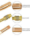 Cool 18 Piece Mig Welding Torch Kit For M6 Mb15 Ak15 Nozzle Gas Diffuser Shield Cup And Contact Tips.030 And.045 Inches showing copper nozzle tips with strong coating.