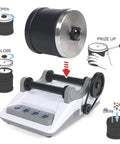 Rock Tumbler Kit For Kids And Adults With 2 Belts showing setup and operation instructions