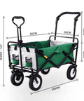 Heavy Duty Portable Garden Cart With Foldable Design Quiet Wheels Adjustable Push Pull Handle Tear Resistant Fabric Large 100 Liter Cargo Space And 100 Kg Load Capacity For Outdoor Garden Beach And Shopping.