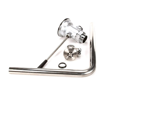 Pro-Grade Waste Lever Replacement For Commercial Sinks With Overflow NPT Adapter shown in brass components setup