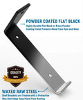 Side view of Beefy 8 Inch Shelf Brackets Four Pack For DIY Floating Shelves Heavy Duty Industrial Wall Mount Supports With Black Powder Coat 7.25 Inch By 4 Inch By 1.5 Inch