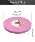 Heavy Duty Seven Inch Bench Grinding Wheel 100 Grit Chrome Corundum Pro Grade Metal Shaping Accessory dimensions 175mm x 32mm x 12.7mm.