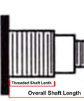 Continuous Sweep Clock Movement Repair Kit With Silent Operation showing threaded and overall shaft length diagram