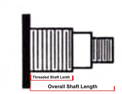 Continuous Sweep Clock Movement Repair Kit With Silent Operation showing threaded and overall shaft length diagram