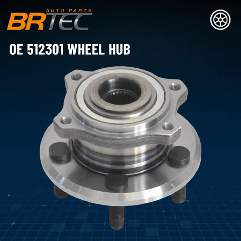 Front view of Rear Wheel Hub Bearing Assembly Pair Five Lug ABS Compatible For Dodge Challenger 2008, Charger 2006 To 2012.