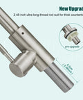 Close-up of Slick Single Handle Gooseneck Bar Sink Faucet Finished In Brushed Nickel showing the 2.48 inch long thread rod.