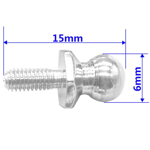 Close-up of stainless steel 8 Pack M3 Ball Head Screws Stainless Steel 15mm Long 6mm Ball Head 8mm Hex For Himoto Redcat RC Buggy
