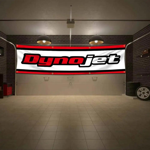 Garage Workshop Flag Banner Tapestry 2x8ft Vibrant Polyester Wall Decor installed in a garage, showcasing bold colors and dope design.