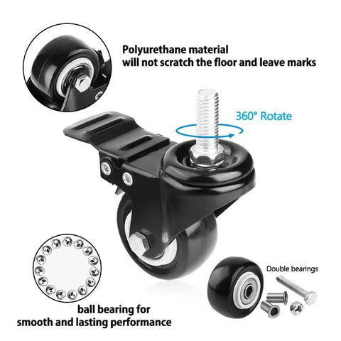 Beefy Heavy Duty Swivel Casters Set Of Four With 1.5 Inch Wheels And M8x25 Threaded Stem For Carts Workbenches And Furniture Quick