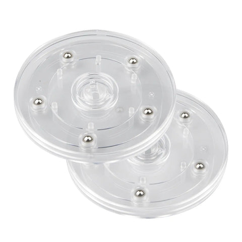 Two Pack 4 Inch Clear Acrylic Lazy Susan Turntable Set With Ball Bearing 360 Degree Rotation For Decorating Spices, Cabinets, Cakes And Crafts Durable Spinning Tray For Kitchen Organizer