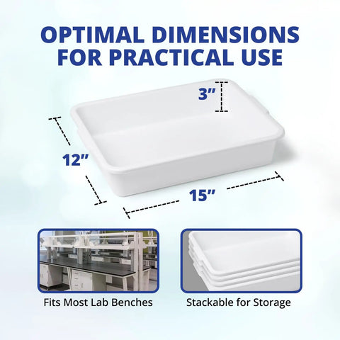 Polypropylene Lab Tray Autoclavable 15x12x3 Inches Multipurpose Containment Tray For Sterilizing And Drying Lab Gear And Equipment Chemical Resistant Durable Utility Tray For Organizing One Pack, 15x12x3 in