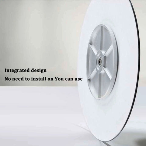 Bottom view of Tempered Glass Lazy Susan Rotating Turntable For Dining Table Big 31.5 Inch Round Party Ready Serving Tray with stand.