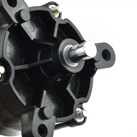 Close-up of Hand Crank Generator With 6V 12V 24V Output Portable Grab And Go Dynamo Power Supply compact black and silver part