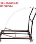 Heavy Duty Folding Chair Dolly Holds Up To 1500 Lbs Beefy Steel L Shaped Cart for party rentals, shown with foldable design.