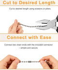 120 Inch Ceiling Fan Pull Chain Extender With Stainless Steel Ball Chain 12 Connectors being cut with pliers and connected by hands.