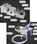 Industrial Grade 750W Mini Table Saw Featuring Integrated Polisher With Rapid Speed Knob Delivers Hella Accurate Bench Lathe Function For Clean Wood And Metal Work with labeled parts.