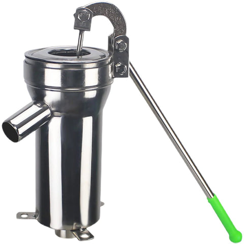 Locci stainless steel manual deep-well pump with side outlet and long lever with green plastic grip