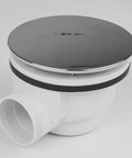 Low Profile 1.5 Inch Shower Drain Trap With Side Outlet Assembly For Replacement Shower Base PVC in white with chrome top