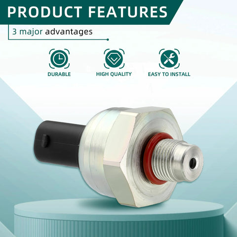 Brake fluid pressure sensor with metal body, red O-ring seal, and black electrical connector.