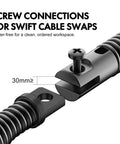 Drain snake drill attachment clamp, black metal, screw fastener, 30mm opening.