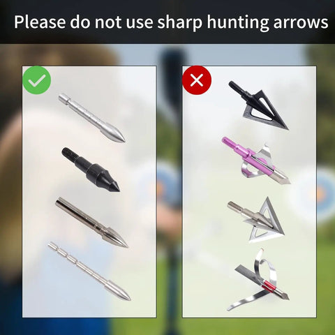 Guide on using safe practice tips over sharp hunting arrows for Archery Target For Backyard Practice 19.7 Inch Square 2 Inch Thick Foam