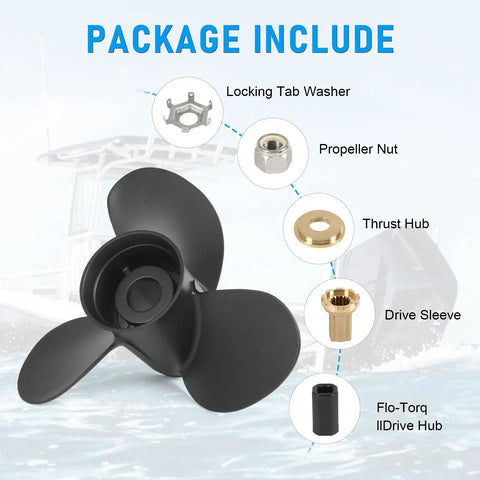 Outboard Boat Propeller 13.25 x 17 Pitch Replacement For Mercury 60 75 90 100 115 HP Motors with package components