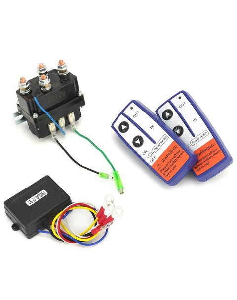 Heavy Duty 12V Wireless Winch Kit With 250A Solenoid Relay Contactor, Steel Waterproof Build, Dual Remotes, 2000-5000 Lb Capacity