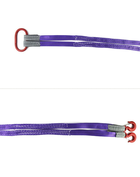 Beefy Heavy Duty Lifting Slings With Hooks 5 Ft 2 Pack Polyester Webbing Rigging Straps 4,409 Lb Capacity Purple For Engines Cranes Hoists