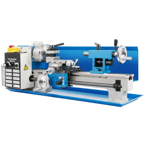 14 Inch Mini Metal Lathe Machine With Variable Speed Control 550W Motor Precision Gear Drilling And Threading Tool LED Light viewing angle from the side