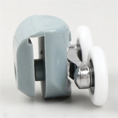 Rock Solid Zinc Alloy Double Shower Door Roller Wheels With Precision Ball Bearing For No Fuss Smooth Glide Cabinet Window And Frameless Glass Track Replacement 25Mm Size side view showing smooth rolling design.
