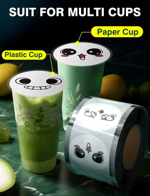Cup Sealing Machine For Coffee Shops And Milk Tea Bars Includes Two Rolls Of Sealing Film White Finish Seals PP Cups