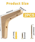 Solid Wood Shelf Brackets Set Of Two L Shape Corner Supports With Mounting Screws For Easy Install In Kitchen Bedroom Living Room And Pantry, 3.74 By 3.74 By 0.79 Inches, Smooth Rounded Edges showing dimensions and screws