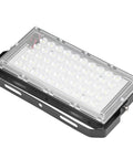 Sanpyl LED Flood Light 50W 12V Outdoor White for Courtyards, with clear lens and black body, ideal for outdoor lighting.