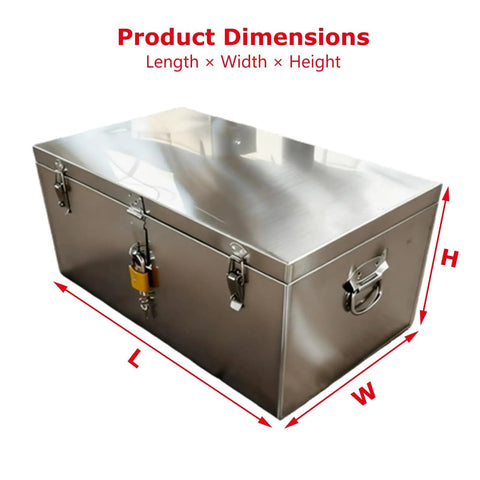 Beefy Stainless Steel Parts Organizer Box With Smooth Close Hydraulic Lid, Rugged Toolbox For Workshop, Durable Metal Case For Tools And Components Perfect For Home Shop Garage And Industrial Use Keeps Hardware Organized And Secure. Product dimensions shown
