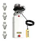 12V DC Double Solenoid Hydraulic Power Unit For Dump Trailers And Trucks, Heavy Duty Bidirectional Actuation, 8L Plastic Reservoir