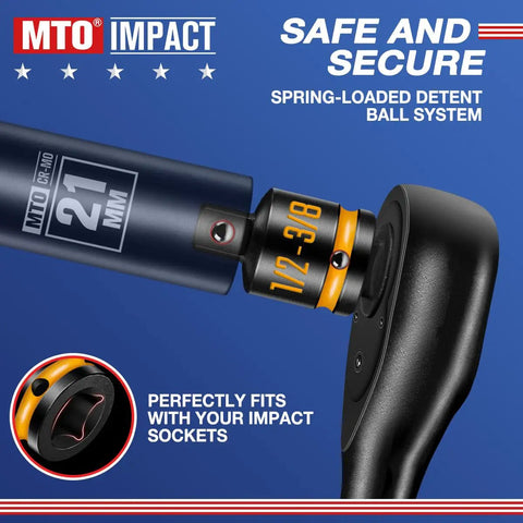 Two Pack Half Inch Female To Three Eighths Inch Male Impact Socket Adapters with CR-MO steel and paint filled markings
