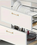 12 Pcs Matte Golden Aluminum Cabinet And Drawer Pulls Set, 192mm Length installed on white kitchen drawers.